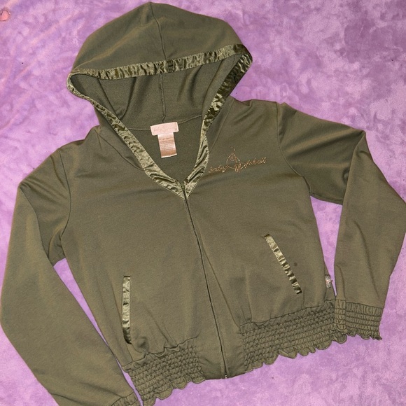 RARE Y2K Baby Phat Green Rhinestone Zip Up Hoodie Jacket - Picture 8 of 15